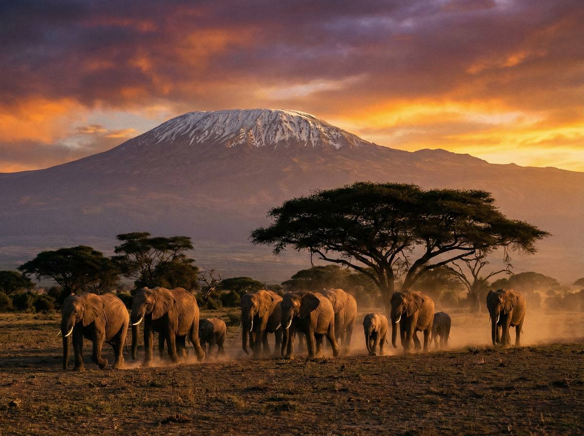 网红主播非洲动物视频 - 肯尼亚大象迁徙壮观场面